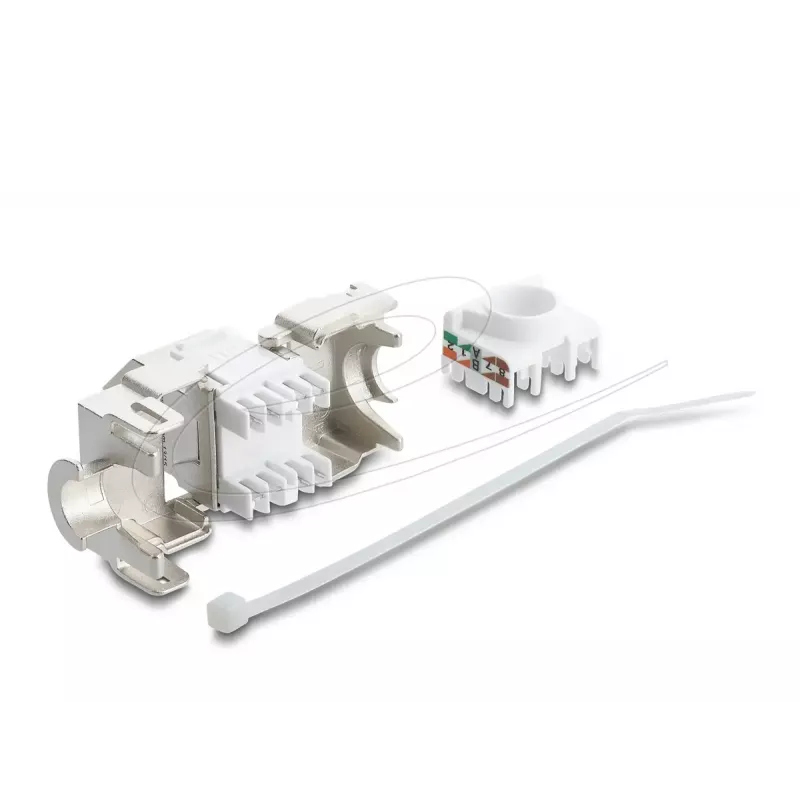 Keystone modulis DELOCK 90938 — RJ-45 Cat.6A ekranēts plakans keystone, balts