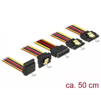 SATA kabelis DeLOCK 60149 0,5 m SATA 15-pin 4 x SATA 15-pin Melns Oranžs Sarkans Dzeltens