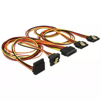 SATA kabelis DeLOCK 60149 0,5 m SATA 15-pin 4 x SATA 15-pin Melns Oranžs Sarkans Dzeltens