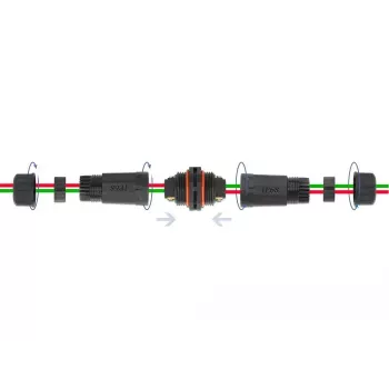 Elektrisko vadu savienotājs DELOCK 86912, taisns, 85–260 V, melns, 25 × 114 mm, 1 gab.
