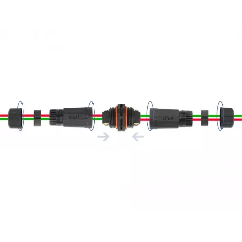 Elektrisko vadu savienotājs DELOCK 86912, taisns, 85–260 V, melns, 25 × 114 mm, 1 gab.