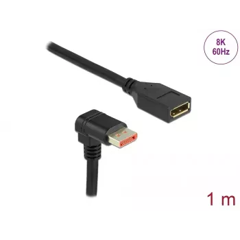 DisplayPort pagarinātāja kabelis DeLOCK 90° uz leju vērsts leņķis 8K 1m