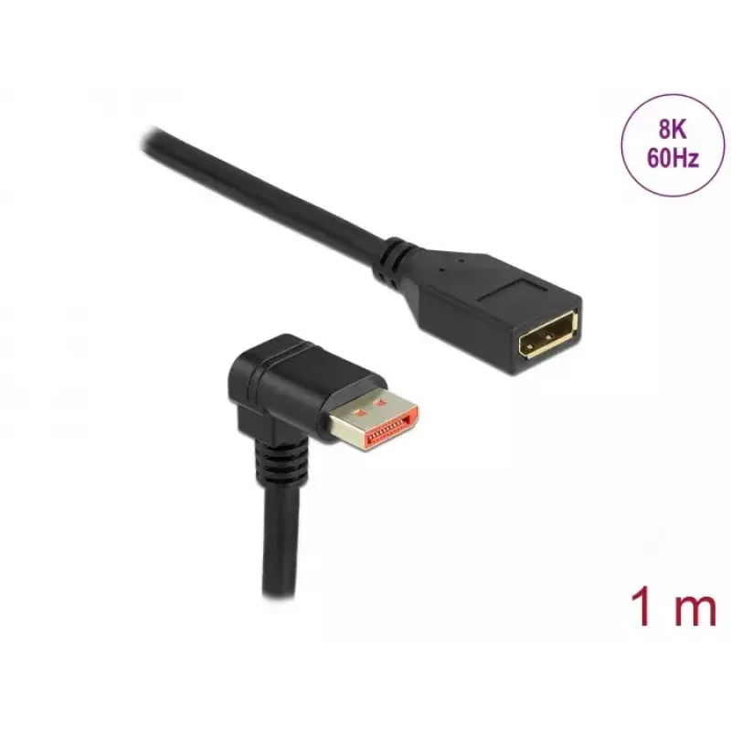 DisplayPort pagarinātāja kabelis DeLOCK 90° uz leju vērsts leņķis 8K 1m