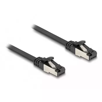 Tīkla kabelis DeLOCK RJ45 plakans komutācijas kabelis spraudnis–spraudnis Cat.8.1 0,25 m melns