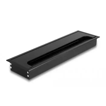 Kabeļu caurejošs ieliktnis DELOCK 66857 galdam, melns, 80×280×28 mm, 1 gab.