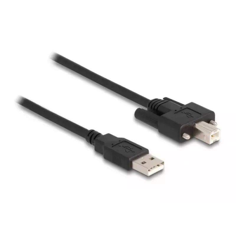 DeLOCK kabelis USB 2.0 Type-A tēviņš–Type-B tēviņš ar skrūvēm 1 m