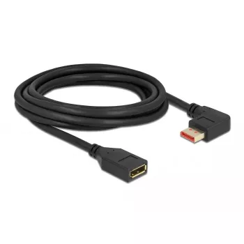 DisplayPort pagarinātāja kabelis DeLOCK 87076 3m 8K 60Hz vīrišķais 90° kreisajā leņķī uz sievišķo