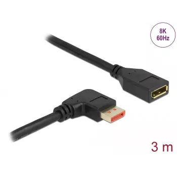 DisplayPort pagarinātāja kabelis DeLOCK 87079 3m 8K 60Hz taisnleņķa