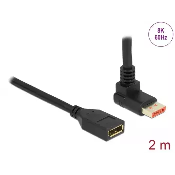 DisplayPort pagarinātāja kabelis DeLOCK 90° uz augšu leņķots 8K 60 Hz 2 m