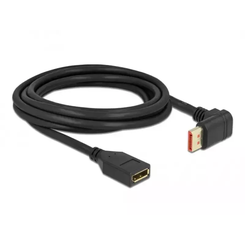 DisplayPort pagarinātāja kabelis DeLOCK 87084 3m 8K 60Hz vīrišķais 90° uz augšu uz sievišķo
