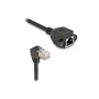DeLOCK tīkla pagarinātāja kabelis S/FTP RJ45 90° leņķa uz RJ45 Cat.6A 3 m melns