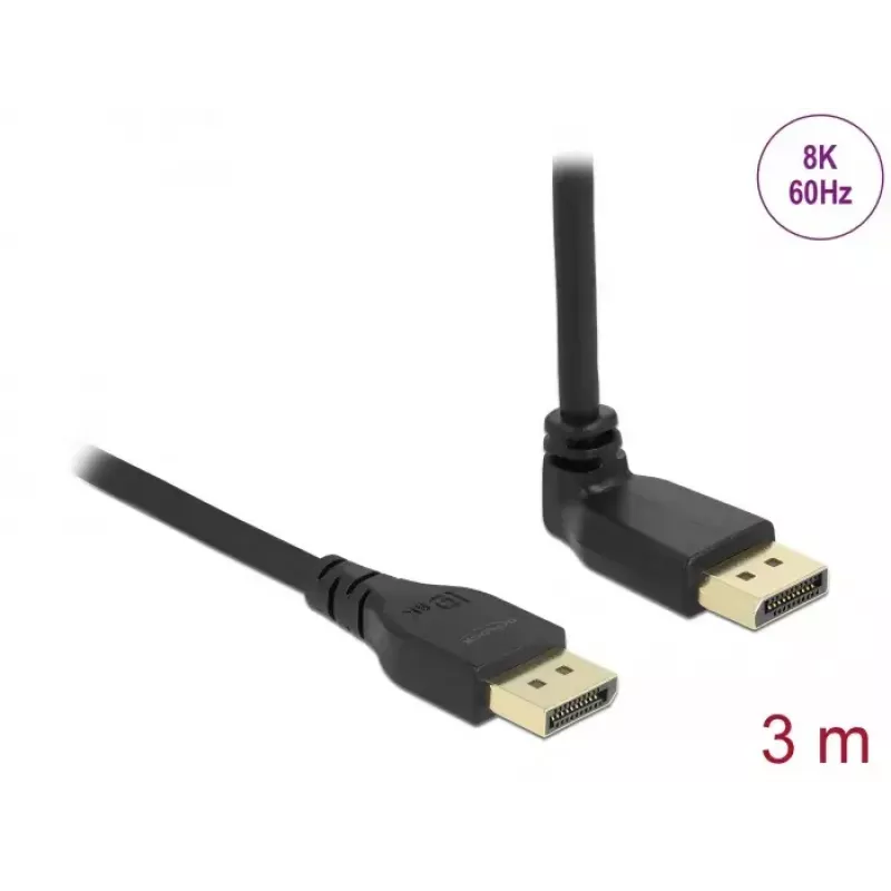 DELOCK DisplayPort kabelis 3 m, DisplayPort uz DisplayPort, 5,7 mm diametrs, atbalsta līdz pat 32 audio kanāliem