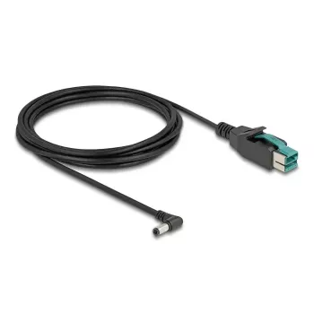DeLOCK PoweredUSB kabelis 12 V vīr. – DC 5.5 x 2.5 mm vīr. leņķveida, 3 m