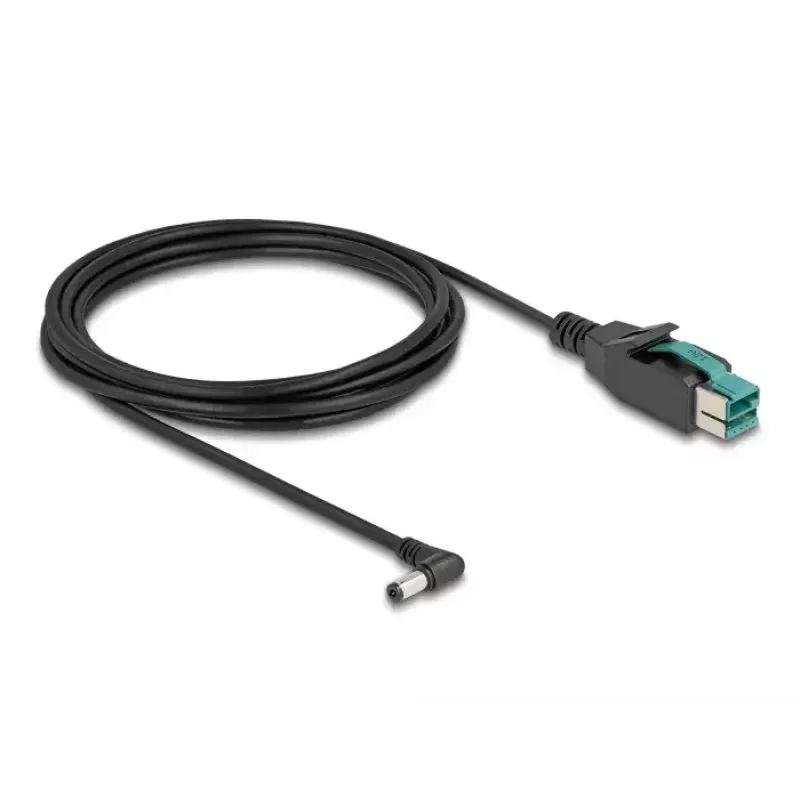DeLOCK PoweredUSB kabelis, vīrišķais 12 V uz līdzstrāvas 5,5 x 2,1 mm vīrišķo leņķveida, 3 m