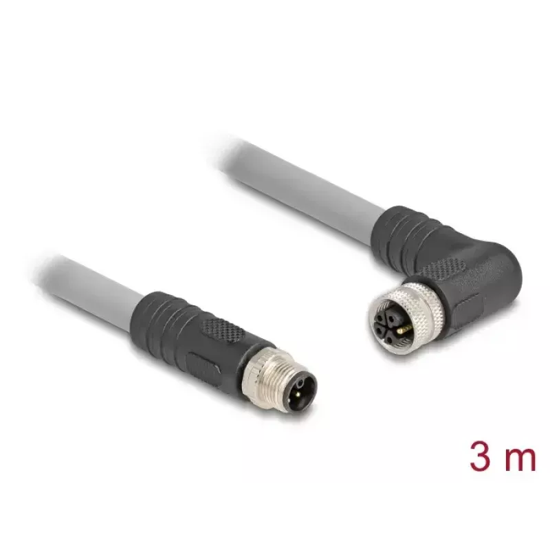 DeLOCK sensora/izpildmehānisma kabelis 3 m RST M12 Pelēks 80544