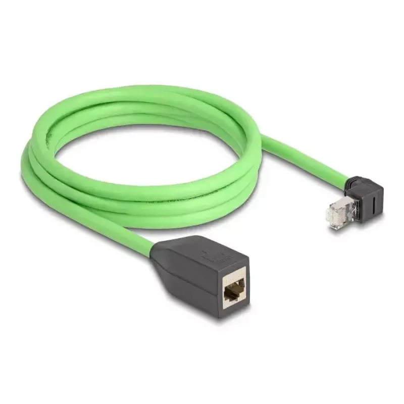Tīkla kabelis DeLOCK RJ45 Cat.6A spraudnis leņķī uz augšu uz ligzdu 2m zaļš