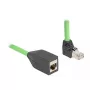 Tīkla kabelis DeLOCK RJ45 Cat.6A spraudnis leņķī uz augšu uz ligzdu 2m zaļš