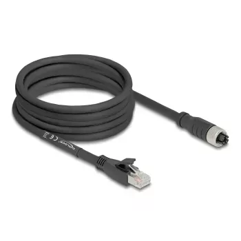 Tīkla kabelis DeLOCK 80594 M12 uz RJ-45 Cat5e 5m Melns