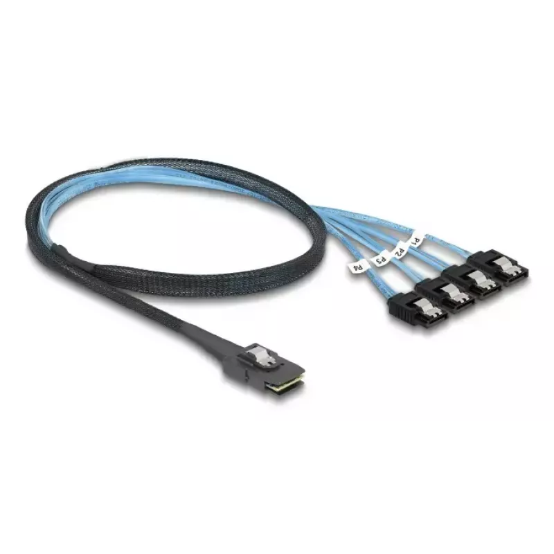 DELOCK iekšējā M.2–Mini-SAS adaptera karte 64260, M.2 resursdators, Mini-SAS izeja, JMicron JMB585, melna, LED