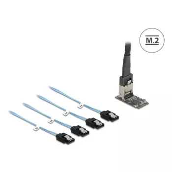 DELOCK iekšējā M.2–Mini-SAS adaptera karte 64260, M.2 resursdators, Mini-SAS izeja, JMicron JMB585, melna, LED