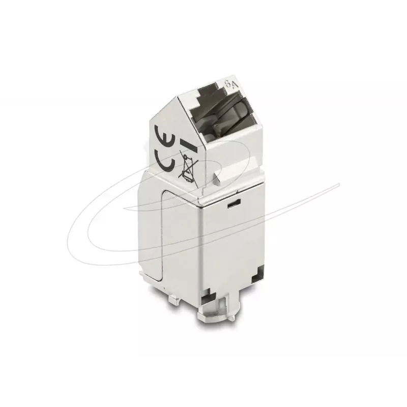 Keystone modulis DELOCK 90937 – RJ-45 Cat.6A ekranēts leņķveida 90°, plakana konstrukcija, balts
