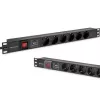 Strāvas sadalītājs RACK 19 1U QOLTEC PDU 16A 6xSCHUKO 1.8m