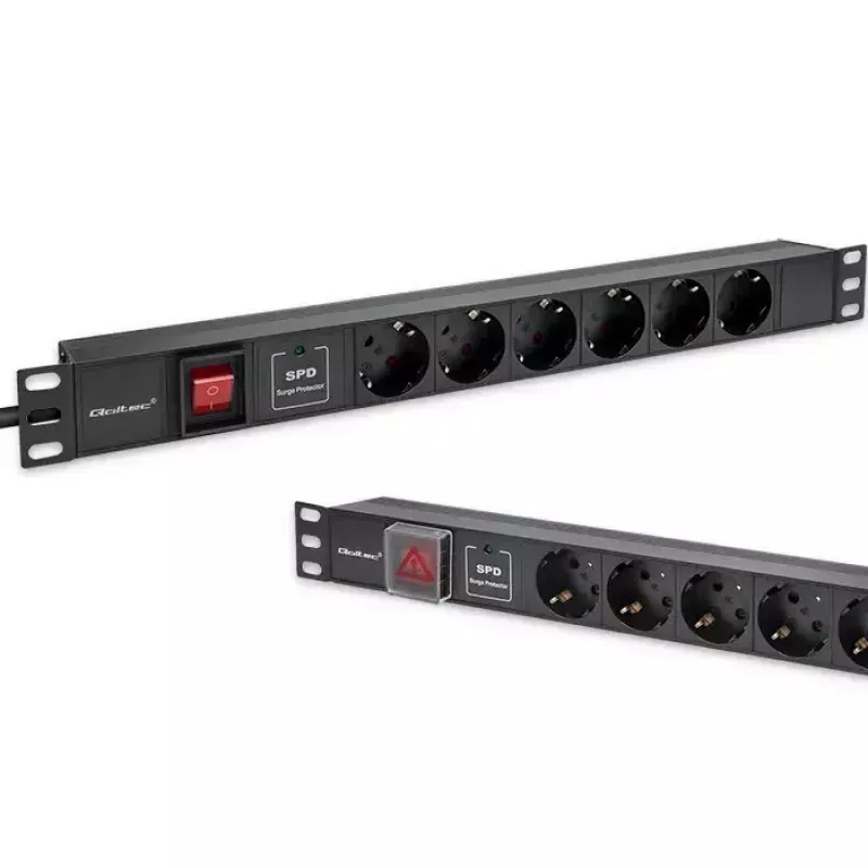 Strāvas sadalītājs RACK 19 1U QOLTEC PDU 16A 6xSCHUKO 1.8m
