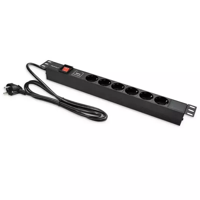 Strāvas sadalītājs RACK 19 1U QOLTEC PDU 16A 6xSCHUKO 1.8m