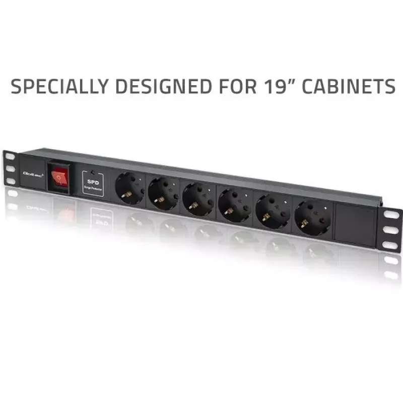 Strāvas sadalītājs RACK 19 1U QOLTEC PDU 16A 6xSCHUKO 1.8m