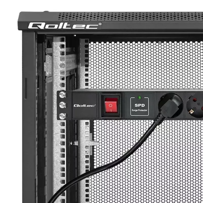 Strāvas sadalītājs RACK 19 1U QOLTEC PDU 16A 6xSCHUKO 1.8m