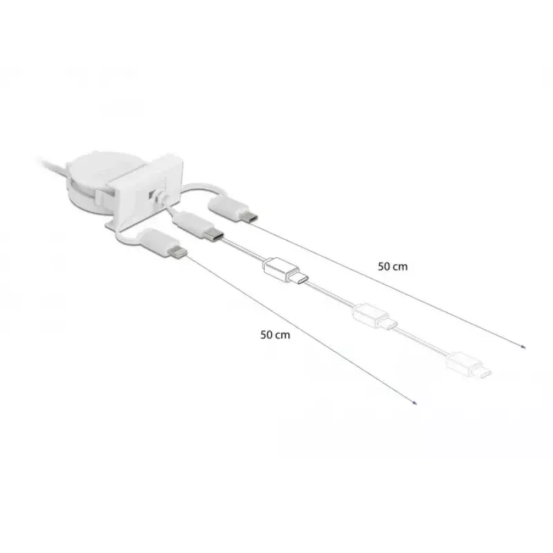 Kabelis DeLOCK Easy 45 modulis USB 2.0 3-in-1 ievelkams 0,5 m