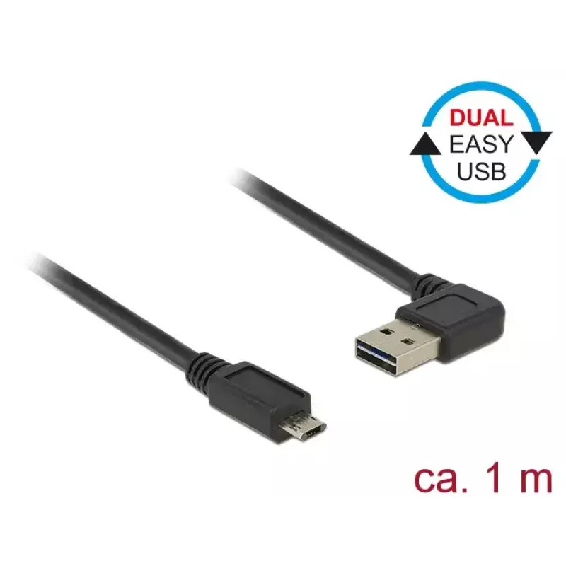 USB kabelis DeLOCK 85165 USB 2.0 1m USB A Micro‑USB B melns