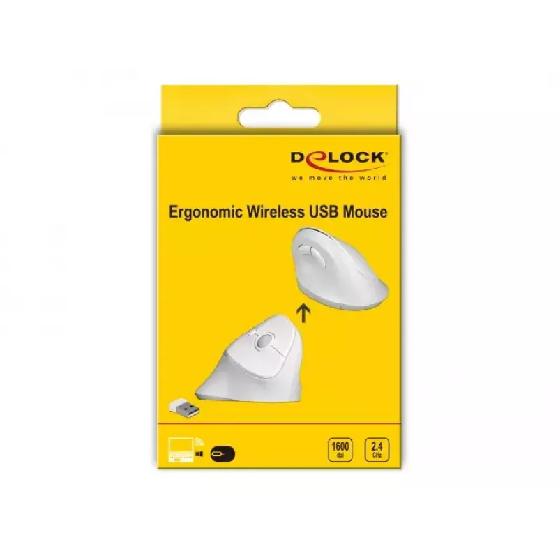 Pele DeLOCK 12596 biroja labās rokas RF bezvadu 1600 DPI