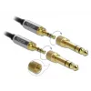 Audio kabelis DELOCK 85836 — 1 m, 3,5 mm spraudnis–spraudnis, zeltīti kontakti, AWG 28, melns