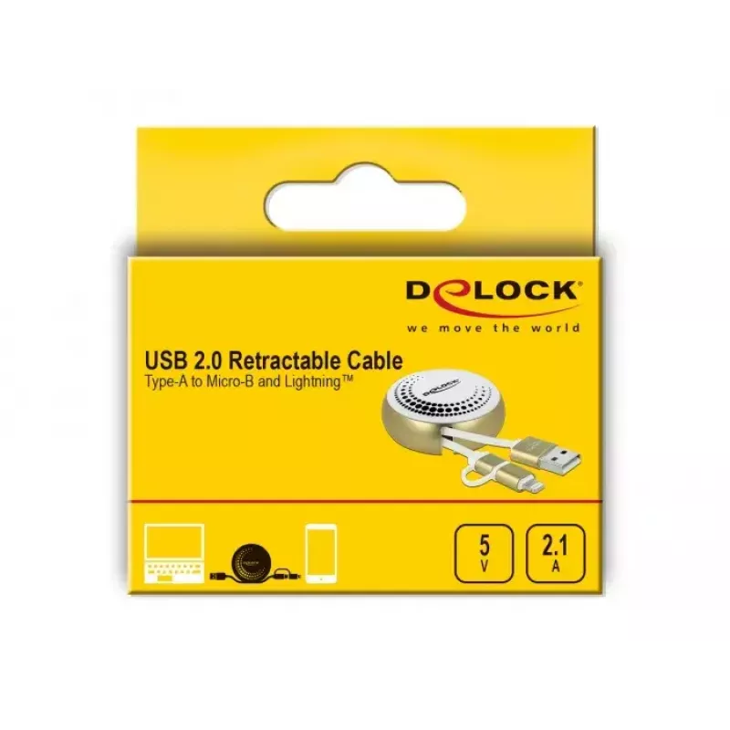 Izvelkams kabelis DeLOCK 85820 USB 2.0 Type-A uz Micro-B Lightning