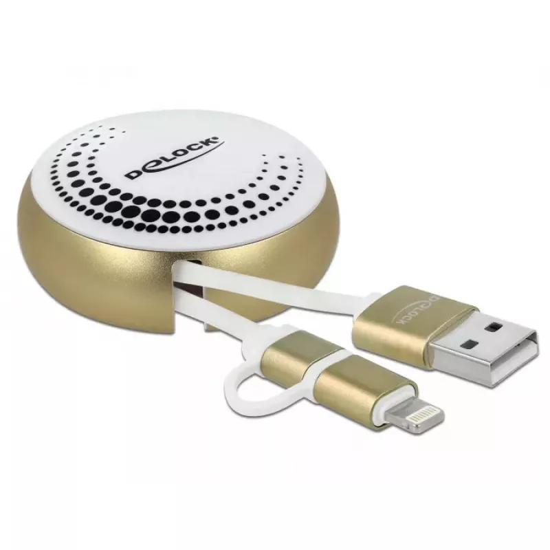 Izvelkams kabelis DeLOCK 85820 USB 2.0 Type-A uz Micro-B Lightning