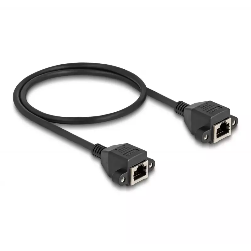 DeLOCK RJ50 pagarinātāja kabelis sievišķais–sievišķais S/FTP 0,5 m melns