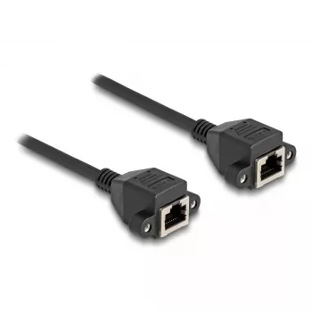 DeLOCK RJ50 pagarinātāja kabelis sievišķais–sievišķais S/FTP 0,5 m melns
