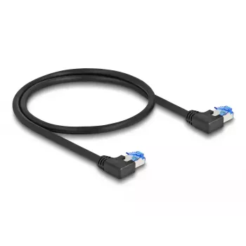 Tīkla kabelis DeLOCK RJ45 Cat.6A S/FTP ar kreiso leņķi 0,5 m melns