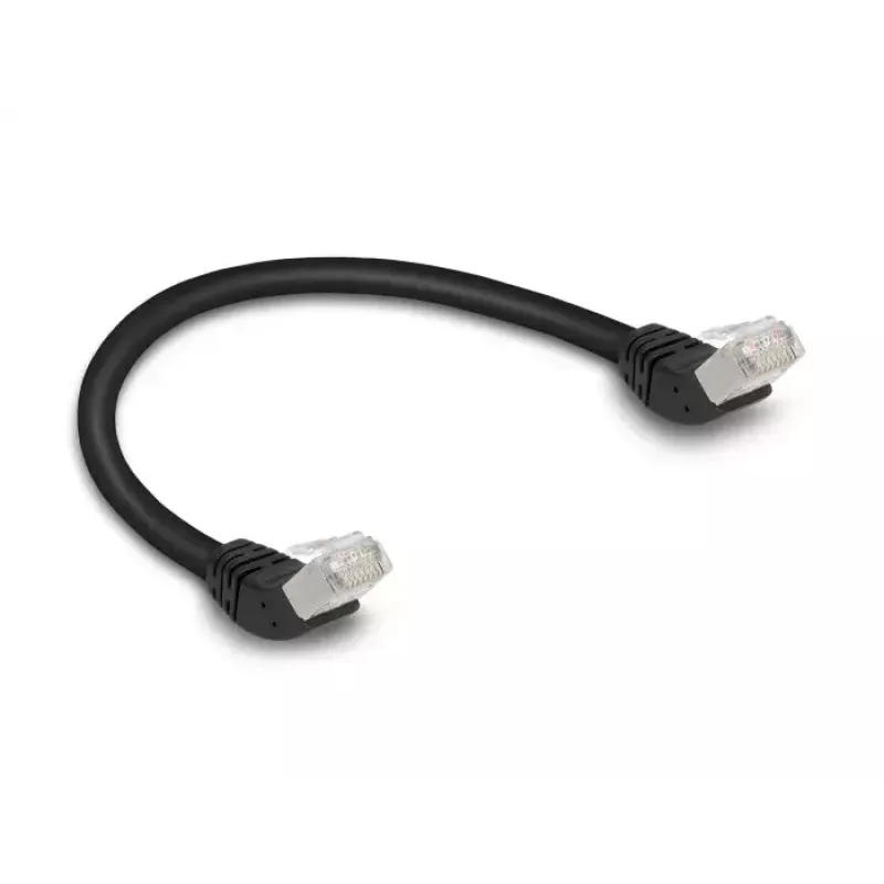 Tīkla kabelis DeLOCK RJ45 Cat.6A S/FTP 45° leņķa 0.25 m melns