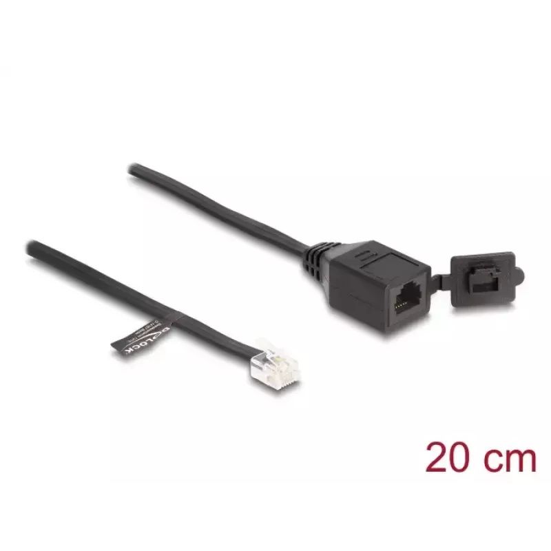 DeLOCK kabelis RJ12 spraudnis uz RJ12 ligzdu 20 cm melns