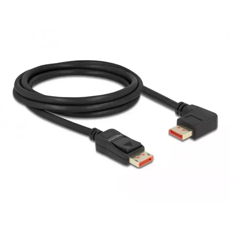 Displeja porta kabelis DeLOCK 8K 60 Hz 2 m vīr. taisns uz vīr. 90° kreisi leņķots