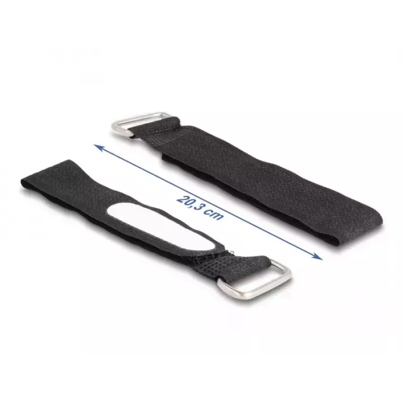 Āķa un clipas kabeļu saite DeLOCK 203x20mm melna 5 gabali