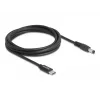 DeLOCK klēpjdatora uzlādes kabelis USB Type-C vīrišķais uz 5,5 x 2,1 mm vīrišķais 1,5 m 20 V 3 A
