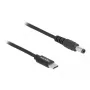 DeLOCK klēpjdatora uzlādes kabelis USB Type-C vīrišķais uz 5,5 x 2,1 mm vīrišķais 1,5 m 20 V 3 A