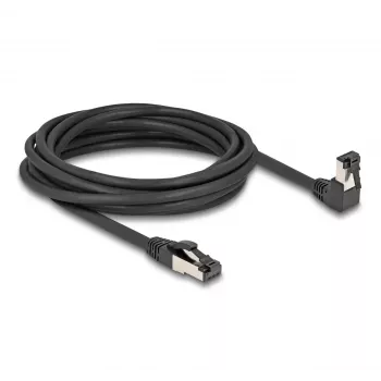 Tīkla kabelis DeLOCK RJ45 Cat.8.1 90° lejupvērsts / taisns 5 m melns