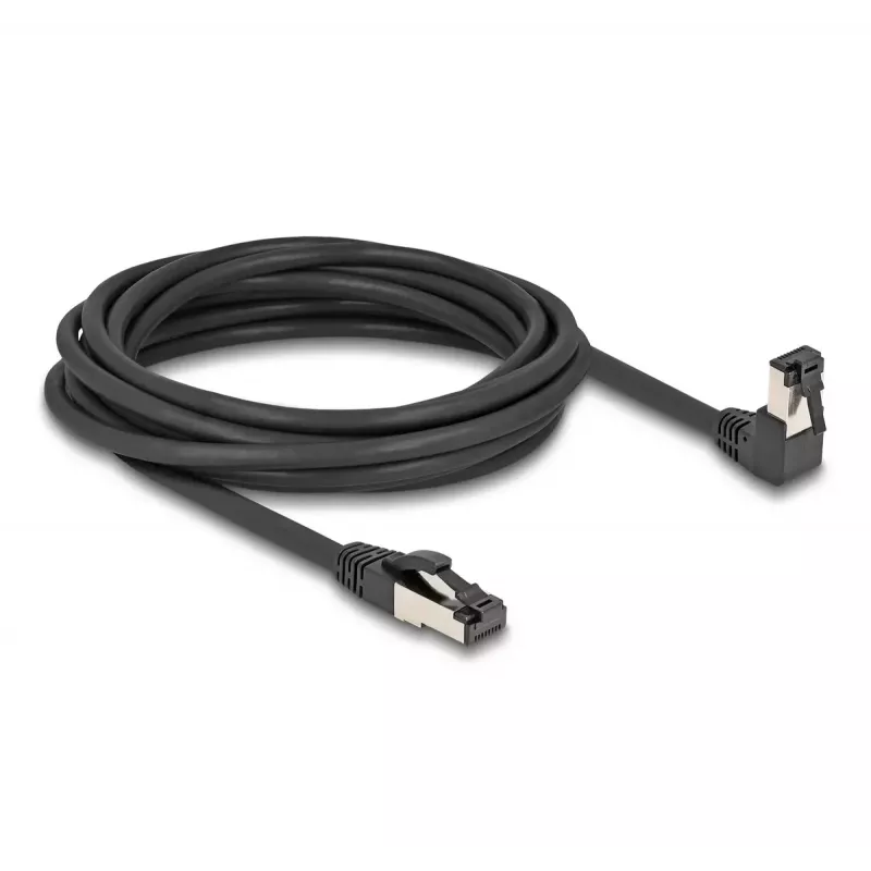 Tīkla kabelis DeLOCK RJ45 Cat.8.1 90° lejupvērsts / taisns 5 m melns