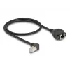 DeLOCK tīkla pagarinātāja kabelis S/FTP RJ45 90° leņķa uz RJ45 Cat.6A 0,5 m melns