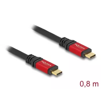 USB kabelis DeLOCK 80652 Type-C vīrišķais uz vīrišķais 20 Gbps 100 W 0,8 m sarkans metālisks