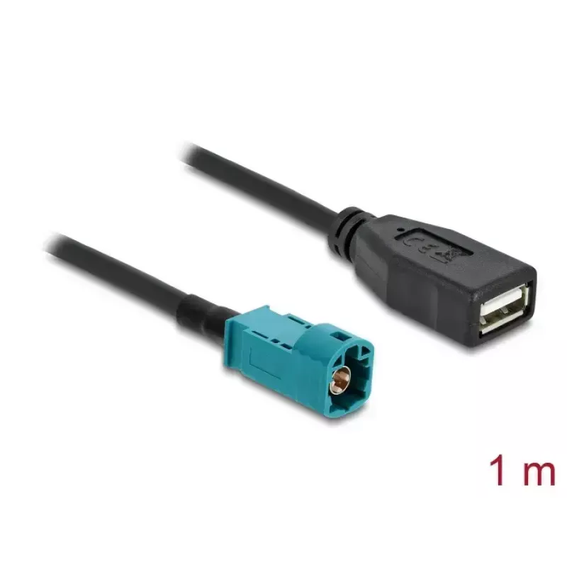 Koaksiālais kabelis DELOCK 90703 — HSD Z uz USB A, 1 m, melns/zils
